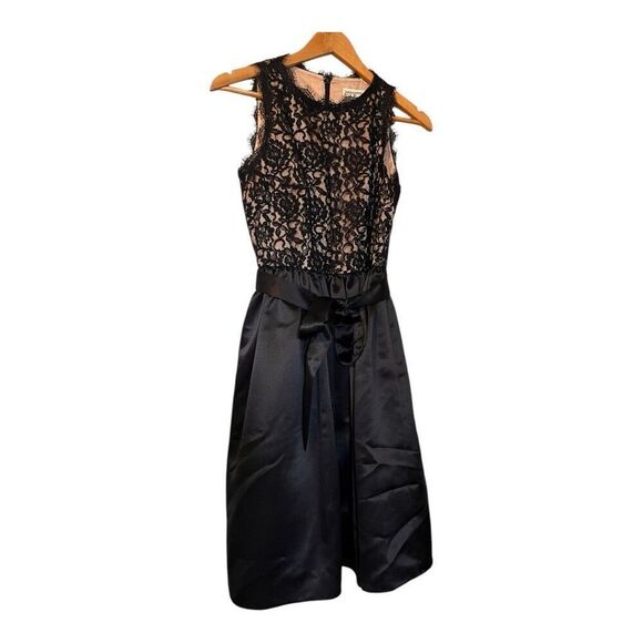 Banana Republic 2 Sleeveless Lace Bodice Satin Bottom Knee Length Cocktail Dress - Picture 2 of 11